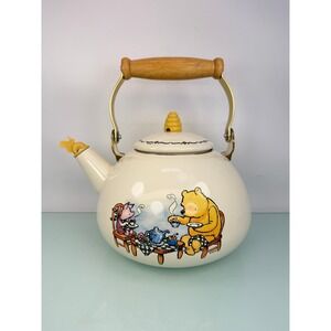 Vintage 90s Selandia Winnie the Pooh Piglet Teapot Enamel Bee Whistle Disney